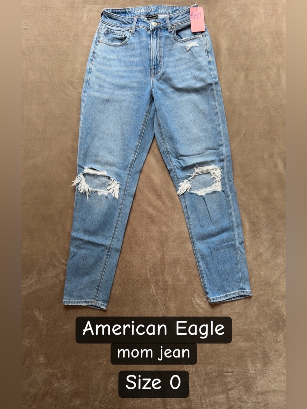 American Eagle Outfitters Light Blue Ripped High-Rise Mom Jeans